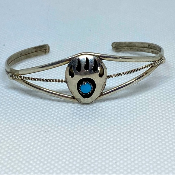 M. Christie Jewelry - Vintage Navajo Signed M. Christie Bear Claw Cuff